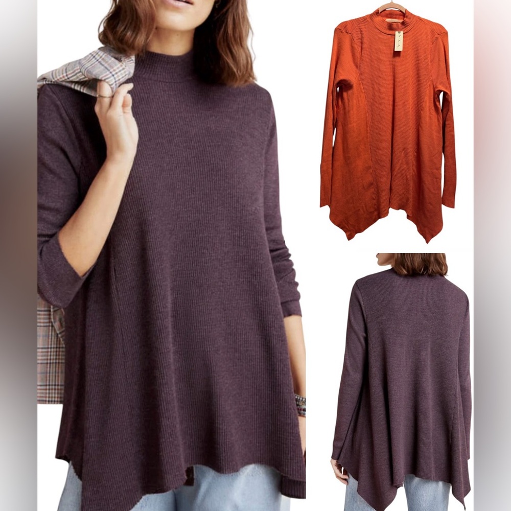 T.L.A x Anthropology Sloan Mock neck waffle thermal tunic